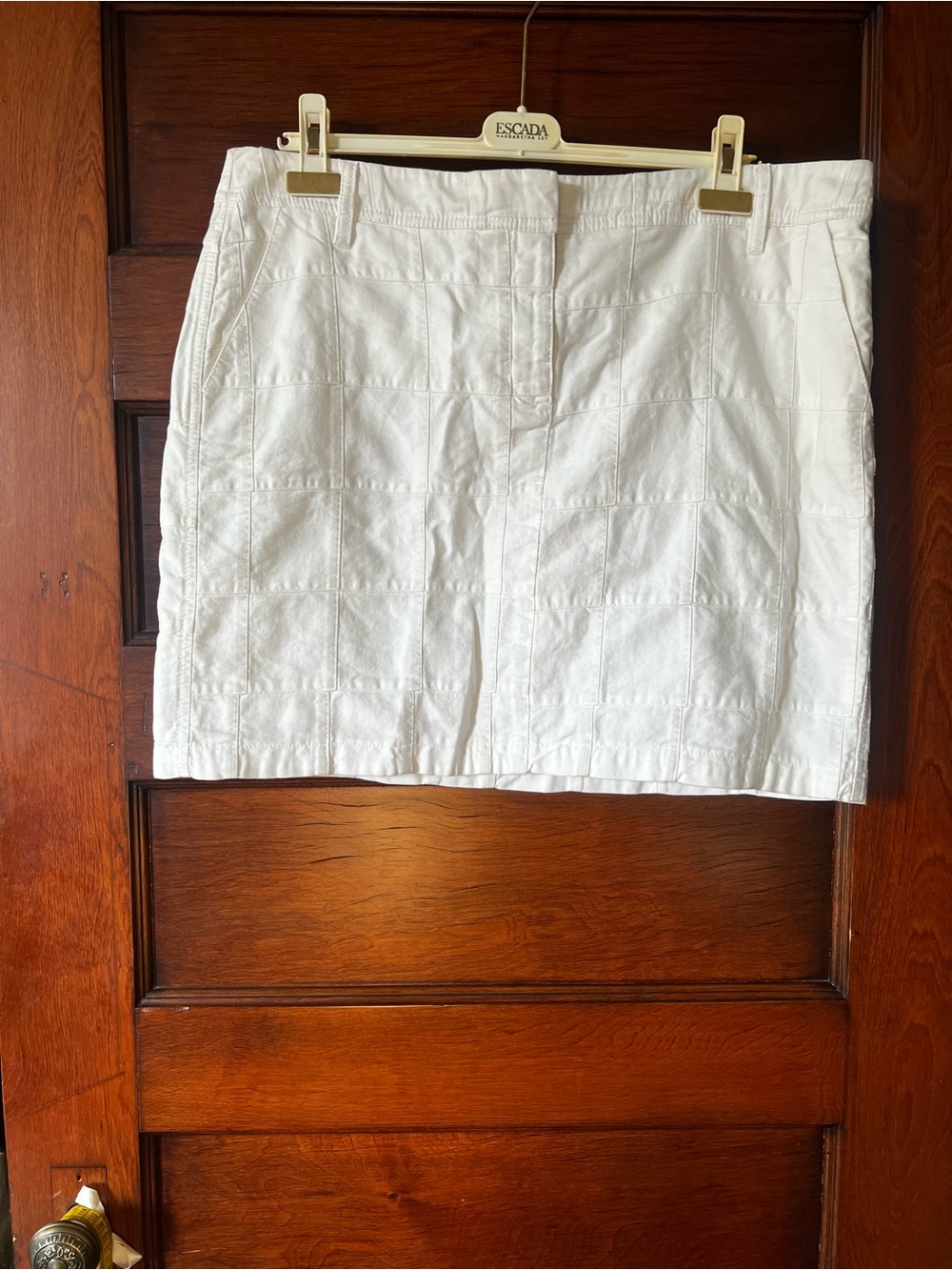 LOFT White All Cotton Patchwork Mini Skirt
